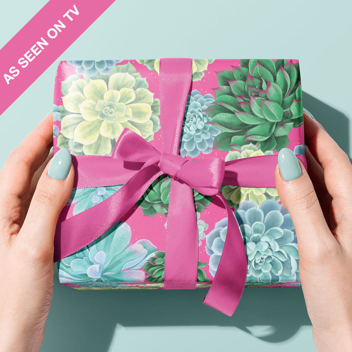 succulent wrapping paper Bright Pink Succulent Wrapping Paper