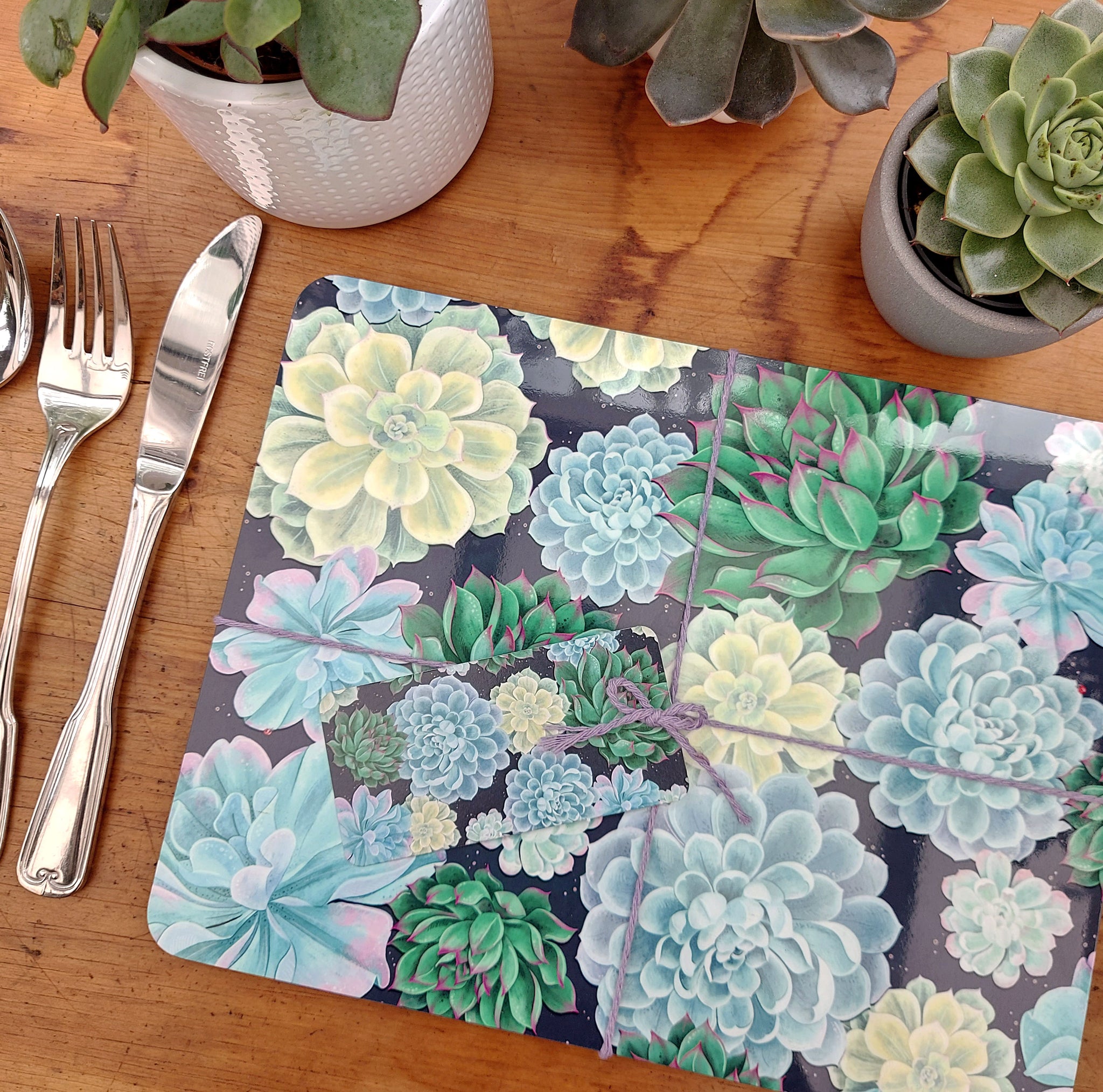 succulent placemats Glossy Succulent Plant Placemats – Talking of Plants